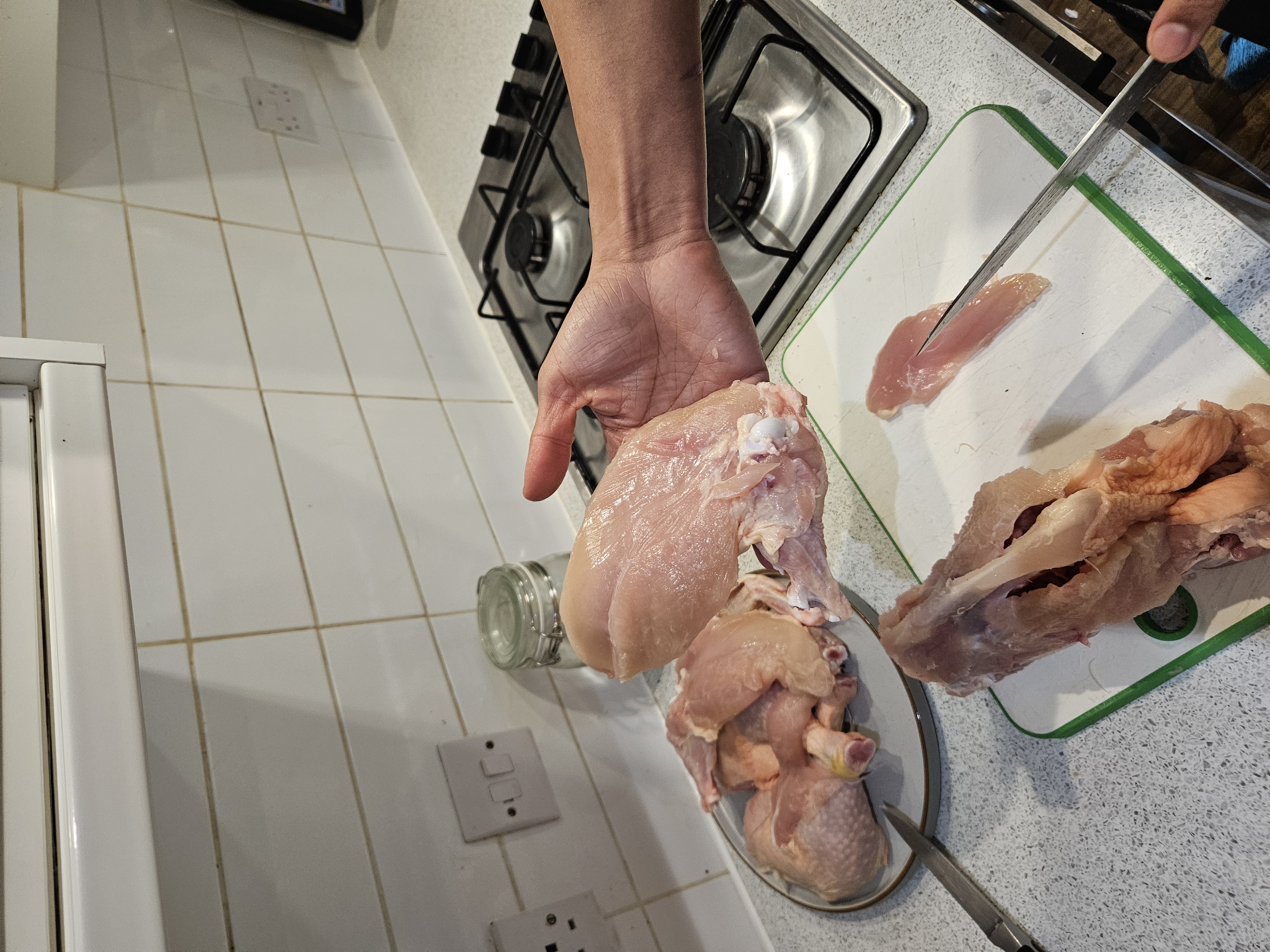 Finished chicken cut